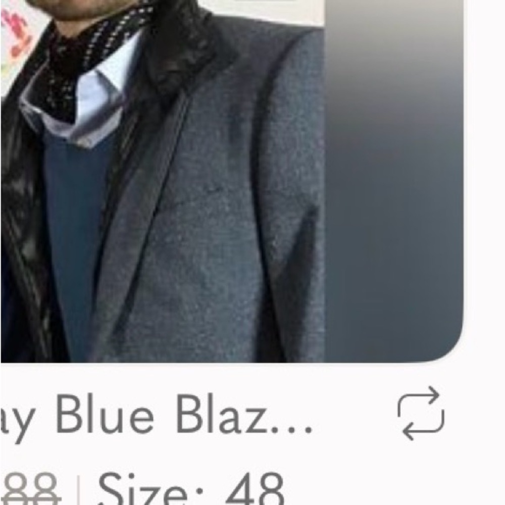 Gray Blue Blazer from Burberry LONDON. With Leather trim. 2 button front.